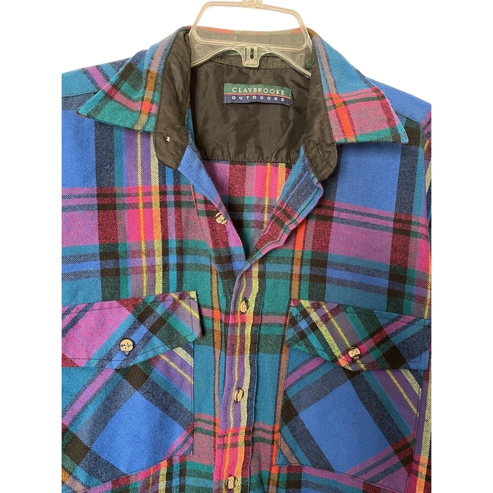 Men's Claybrooke‎ Outdoors Wool Blend Button Up Colorful Plaid Shirt Size M